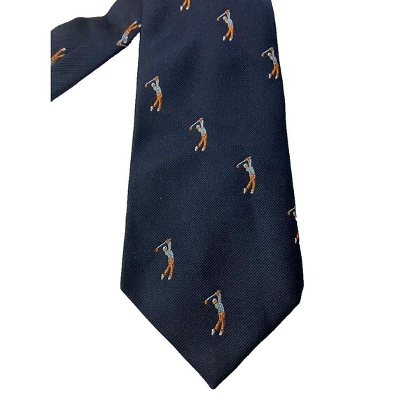 Vintage JC Penny Men's Neck Tie Navy Blue Golf Swing Polyester Dry Clean Only - Picture 2 of 5